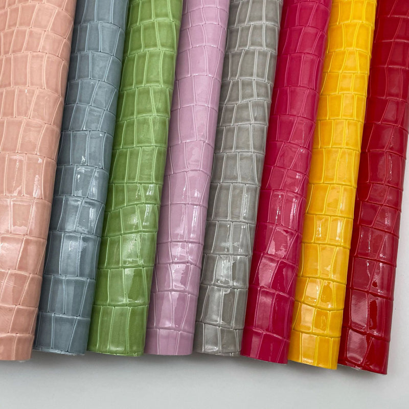 Faux PU Leather With Embossed Crocodile Texture for Shoes DIY Crafting