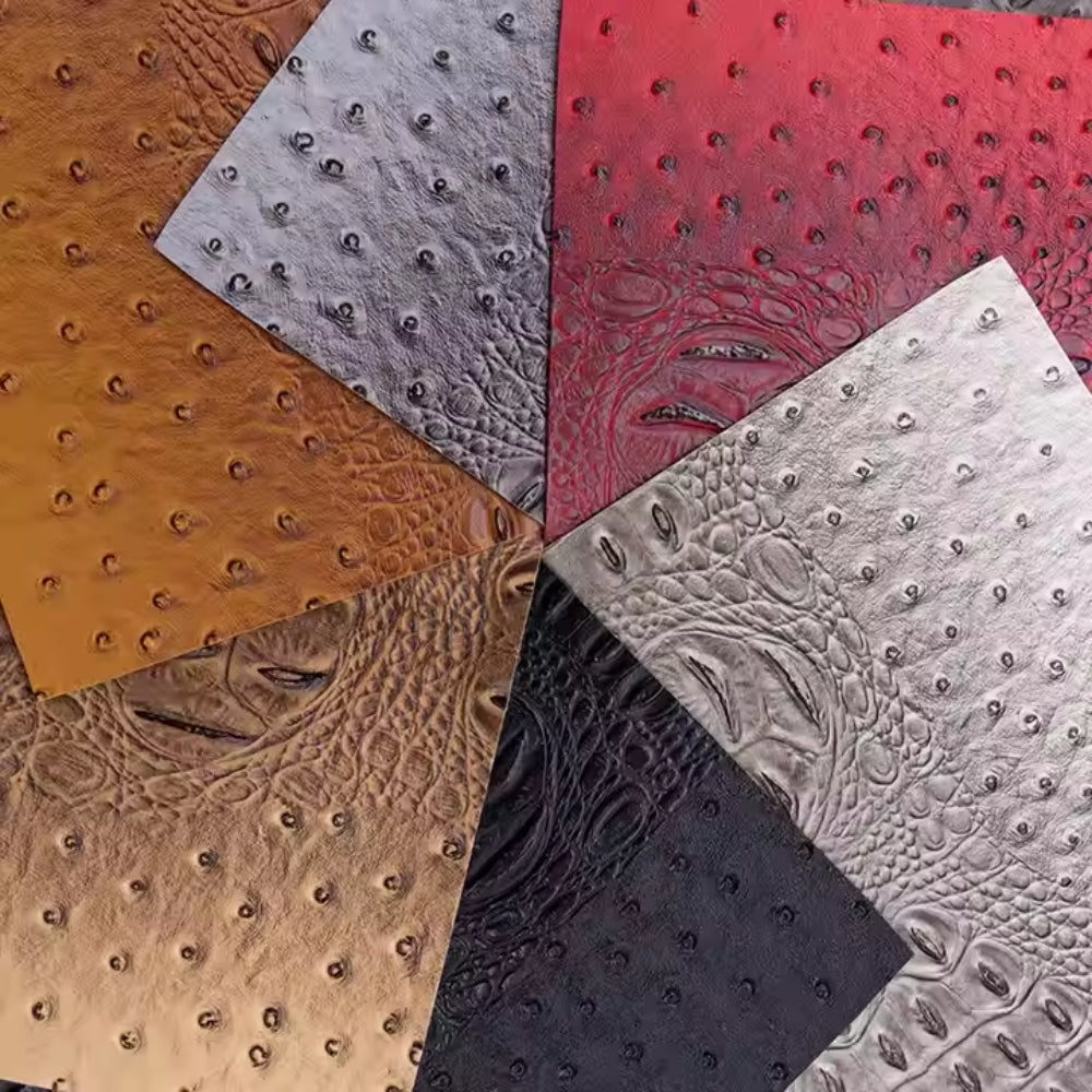 Ostrich Skin Embossed PVC Faux Leather