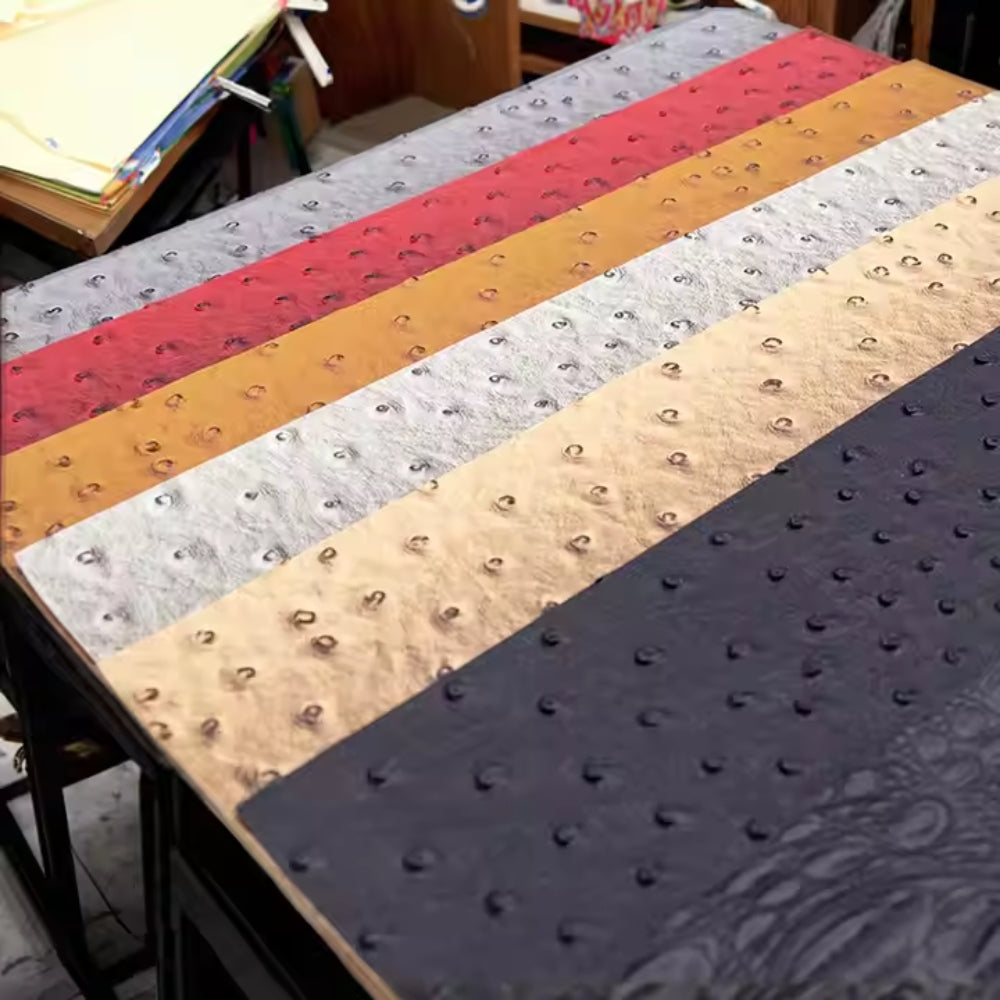 Ostrich Skin Embossed PVC Faux Leather