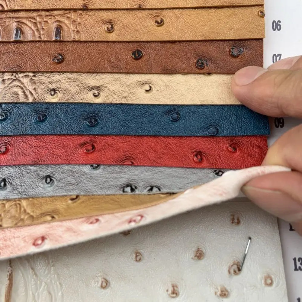 Ostrich Skin Embossed PVC Faux Leather